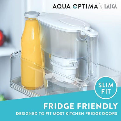 Aqua Optima Liscia Water Filter Jug & 1 x 30 Day Evolve+ Filter Cartridge, 2.5 Litre Capacity, for Reduction of Microplastics, Chlorine, Limescale and Impurities, White (Packing May Vary)