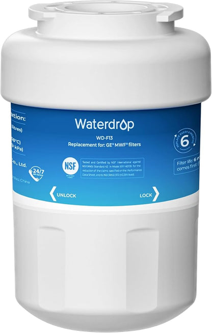 Waterdrop WD-F13 Water Filter, Replacement for GE® SmartWater® MWF®, MWFINT, MWFP, MWFA, GWF, HDX FMG-1, Kenmore® 9991, GSE25GSHECSS, WFC1201