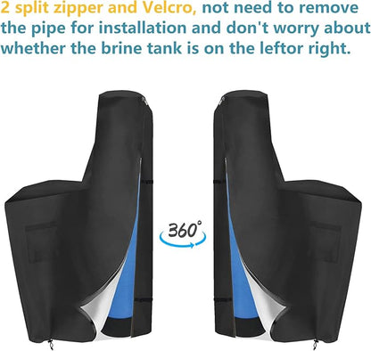 Bitubi Water Softener Cover with Split Zipper,Outdoor Water Softener Brine Tank Cover,Waterproof Anti-UV(64" H x 40" W x 16" D, Black) All Weather Protection