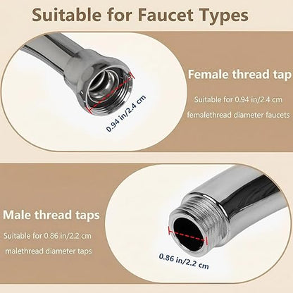 YOTAN 2 Pcs of Sink Water Filter Faucet and 5 Filter Elements Set, Sink Faucet Filter 360°Rotating, Bathroom Faucet Filter Removes Visible Sediment Hard Water, Easy Install, for Bathroom Kitchen Sink