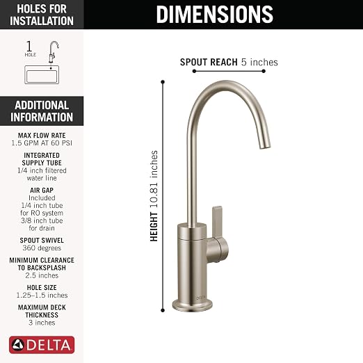 Delta Faucet Clarifi Under Sink Reverse Osmosis Water Filter System with Brushed Nickel Beverage Dispenser Faucet