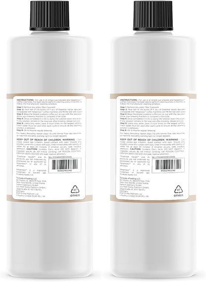 Essential Values Descaling Solution Compatible with Nespresso - Coffee Descaler - Coffee Maker Cleaner - Kettle, Espresso Machine Cleaning - 12 Month Supply 2-Pack