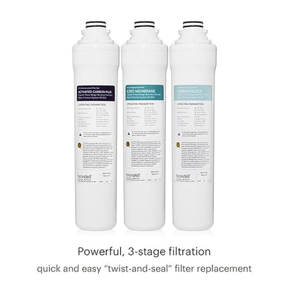 Brondell Reverse Osmosis Water Filtration System, Under Sink, WQA Certified, Designer Faucet with LED Reminder – 3-Stage Capella (RC250)