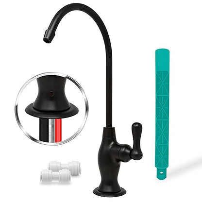 Metpure Airgap RO Faucet Reverse Osmosis Drinking Water Filtration System Water Dispenser Spout (Matte Black) with Pre-Inserted Tubing and Faucet Wrench. Vase Style. NSF Certified.