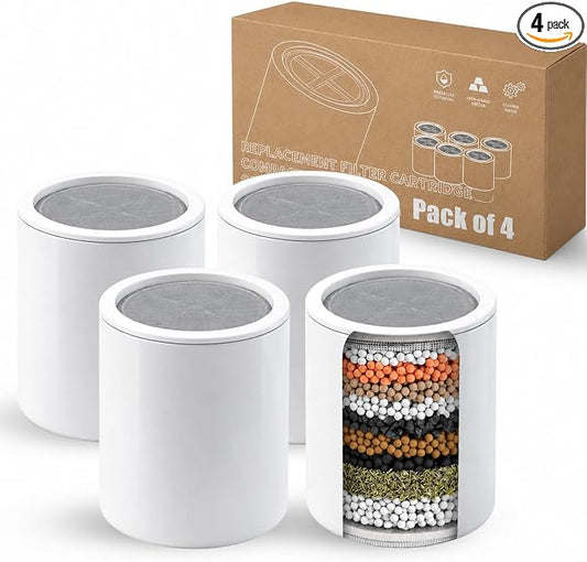 Replacement Filter Cartridge Compatible with Eskiin Shower Head (4-Pack) | for Hard Water, Chlorine Removal