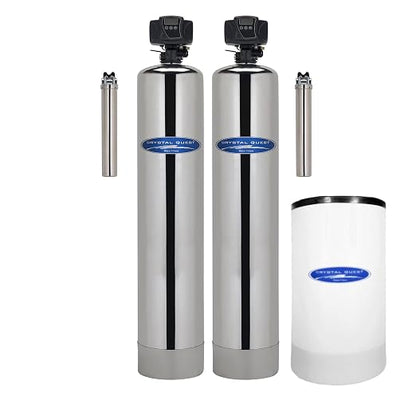 Smart Whole House Water Filter (9-13 GPM) + Saltless Water Conditioner | Stainless Steel Tank, Filters 1,000,000 Gallons | Crystal Quest