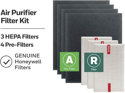Honeywell HEPA Air Purifier Filter Replacement Kit for HPA300,HPA3300,HPA5300,HPA8350 series Air Purifiers,Value Combo Pack Includes 3 HEPA R & 4 A Carbon Pre-Cut Pre-Filters,(Pack of 4)