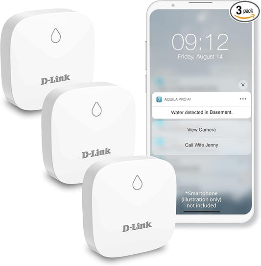 D-Link Add-on Remote Battery-Powered Water Leak Sensing Pod, Long-Range, Compatible Only with SW-A11KT 3-Pack (SW-A2/3)