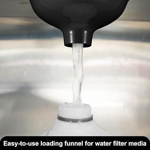 Vesici 2 Pack Extra Large Wide Mouth Funnel Black 2.5" x 10" Multi Purpose Filling Funnel Plastic Reusable for Water Softener Resin Tanks Carbon Media Jar Filling Use