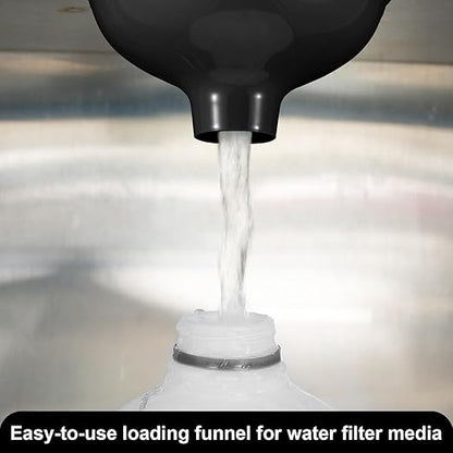 Vesici 2 Pack Extra Large Wide Mouth Funnel Black 2.5" x 10" Multi Purpose Filling Funnel Plastic Reusable for Water Softener Resin Tanks Carbon Media Jar Filling Use