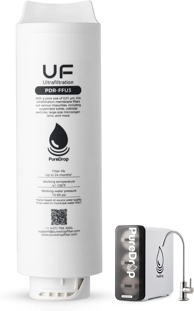 PureDrop PDR-FFU3 0.01μm Ultra-Filtration Membrane Replacement Filter Cartridge for PDR-3CUW Under Sink Water Filter System