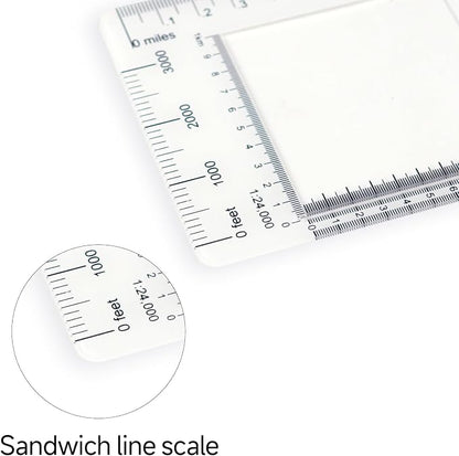 CYA MP-9 Military Map Coordinate Scale Protractor - Pocket UTM Tool | Compact UTM map protractor with mile & feet distance rulers. Features badge slot & white edge band for land navigation