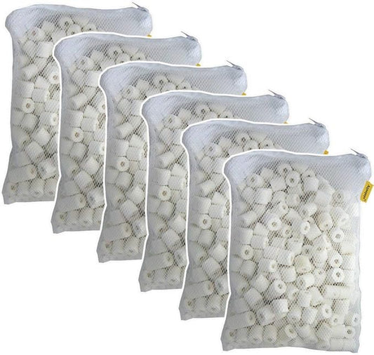 6 lbs Premier Bio Ceramic Rings Aquarium Filter Media in 6 Free Mesh Bags for Freshwater Saltwater Fish Tank Pond Shrimp Canister