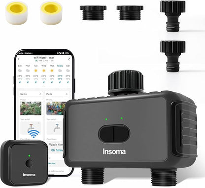 Smart Sprinkler Timer 2 Zone with Wi-Fi Hub, Automatic Irrigation System Controller for Lawns and Yard, Compatible with Alexa