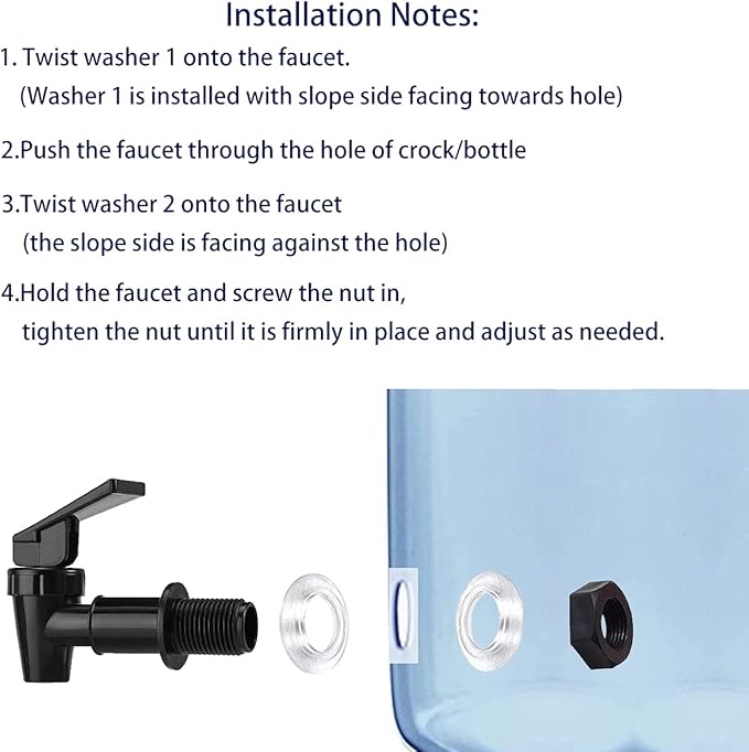 Water Spigot,BPA Free Plastic Spigot, Universal Replacement Faucet for 5 gallon bucket, Wine Barrels, Water Cooler Filtration Systems and filter water pitcher(2 Black and 2 White)