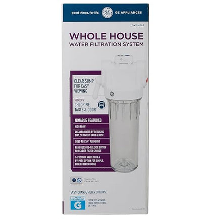 GE Whole House Water Filtration System & Basic Filter | Reduces Sediment, Rust & More | Install Kit & Accessories Included | GXWH20T, FXUSC