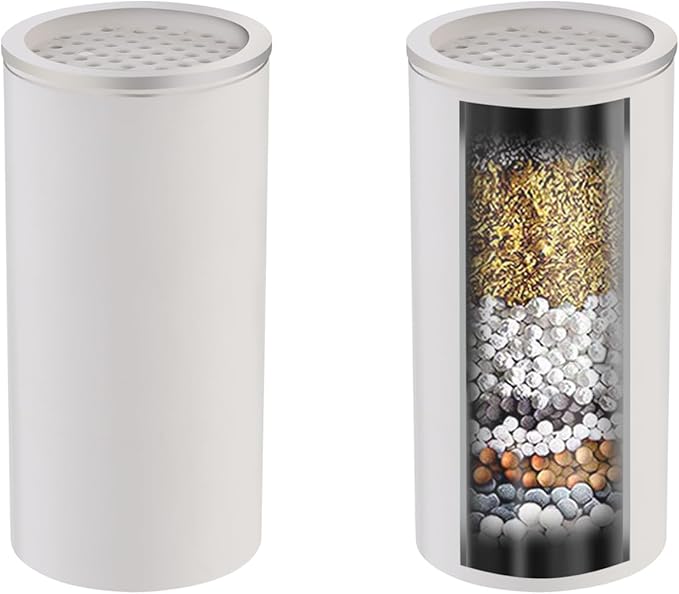 High Pressure Overhead Shower Head Filter Replacement Cartridge | Reduces Chemical & Chlorine | Healthier Hair & Skin | 2 Pack