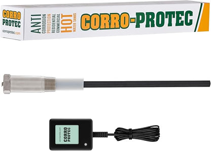 Corro-Protec Powered Anode Rod for Water Heater, 20-Year Warranty, Eliminates Rotten Egg/Sulfur Smell within 24 hours, Stops Corrosion and Reduces Limescale, Electrical Anode Rod Made of Titanium