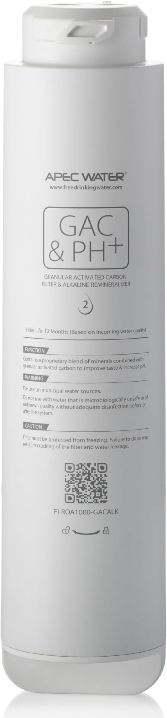 APEC WATER FI-ROA1000-GACALK Replacement RO Filter for ROTL-A1000, ROTL-A1000ALK RO System, 12 Months Granular Activated Carbon GAC and Alkaline Filter Replacement NSF 372 & 58, 1K+ Impurities Removed