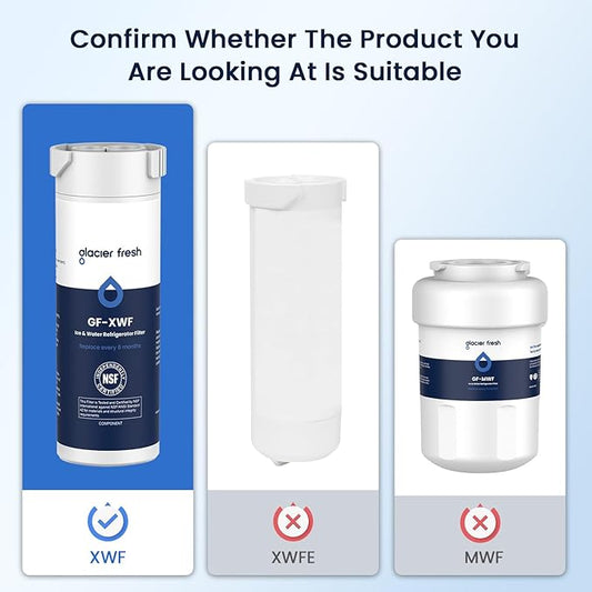 GLACIER FRESH XWF Replacement for GE XWF Refrigerator Water Filter Pack of 3 (Not XWFE)