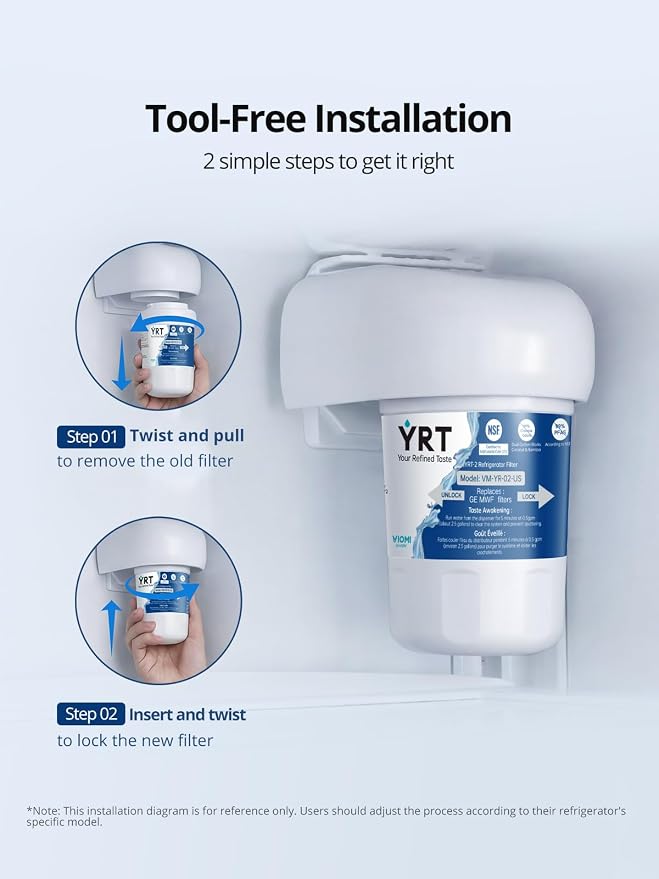 YRT MWF Replacement for GE Refrigerator, NSF/ANSI 372 & 53 & 42 Certified | Compatible With SmartWater MWFP, MWFA, GWF, HDX FMG-1, WFC1201, RWF1060, GSE25GSHECSS, 197D6321P006, Kenmore 9991, 3 Pack