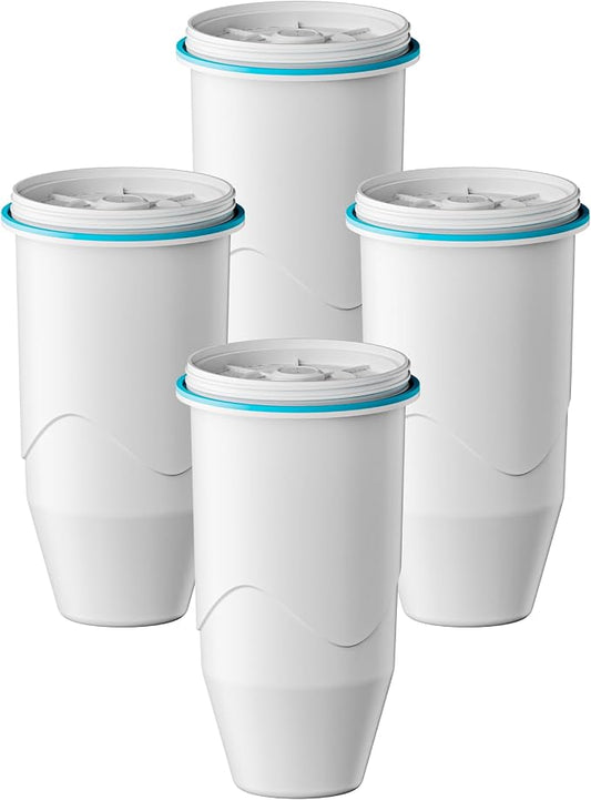 Compatible with Zero Pitchers and Dispenser, 4 Pack | 0 TDS Premium Filtration, Fit for ZR-001 ZR-004 ZP-006 ZR-017 ZS-008 Filters, reducing Lead, Chromium, and Contaminants