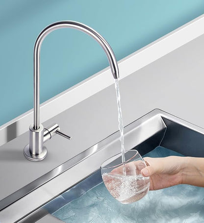 Drinking Water Faucet for Kitchen,100% Lead-Free Reverse Osmosis Faucets,Stainless Steel Kitchen Filtered Water Faucets,Brushed Nickel RO Faucet with Longer Thread Pipe