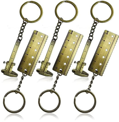 Mini Keychain, 6-Pack Zinc Alloy Pocket-Sized Measuring Tool with 3D Movable Key Chain Precision Miniature Pocket Vernier Caliper Keyring