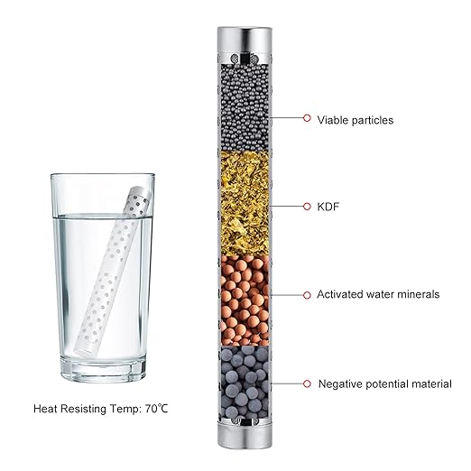 AYNEFY Stainless Steel Hydrogen Water Stick, Portable Alkalizer Ionizer & Mineral Water Purifier Filter Wand