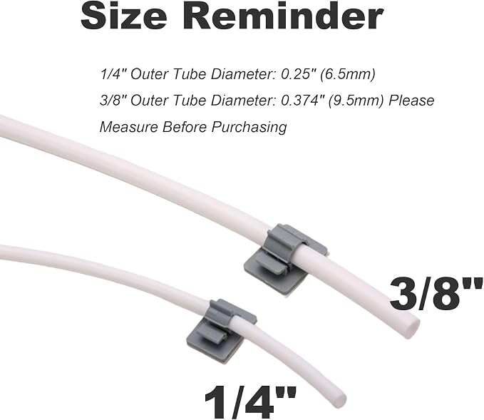 15-Pack Adhesive RO Tubing Holder Clips - for 1/4 Inch Water Filter Tube, Cable Management Mounts for Reverse Osmosis System, Refrigerator, Under Sink Organization (1/4 inch RO Tubing Mounting Clips)