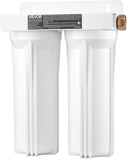 VEVOR RV Water Filter, 2-Cartridge 2.5 x 10 in Water Filter System for RV, Remove Sediments, Chlorine, Bad Tastes, Odors, and Most Contaminants, RV Filter for Campers, Boats, Vans