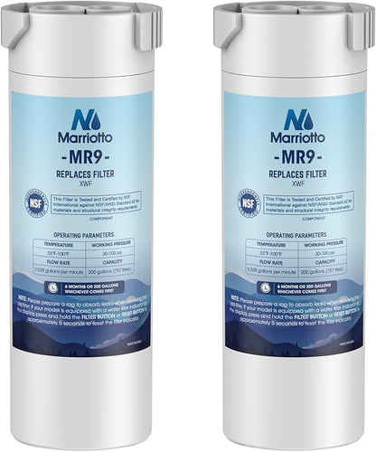 MARRIOTTO XWF Water Filter, Replacement for GE Refrigerator, Compatible With French-Door Models, 2 Pack (Not XWFE)
