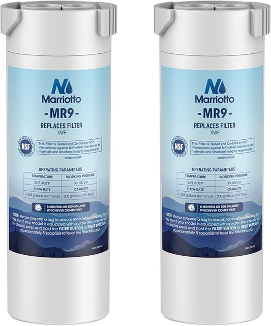 MARRIOTTO XWF Water Filter, Replacement for GE Refrigerator, Compatible With French-Door Models, 2 Pack (Not XWFE)
