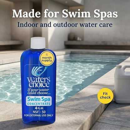 Waters Choice Water Clarifier Swim Spa Concentrate - The First and Only All Season Enzyme Application Designed Specifically for Indoor and Outdoor Swim Spas. 6 Month Supply. Minimal Sanitizer.