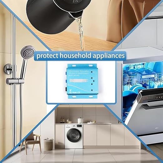 Electronic Water Descaler System, Whole House Water Softener Alternative, No Salt, Limescale Prevention (Blue)