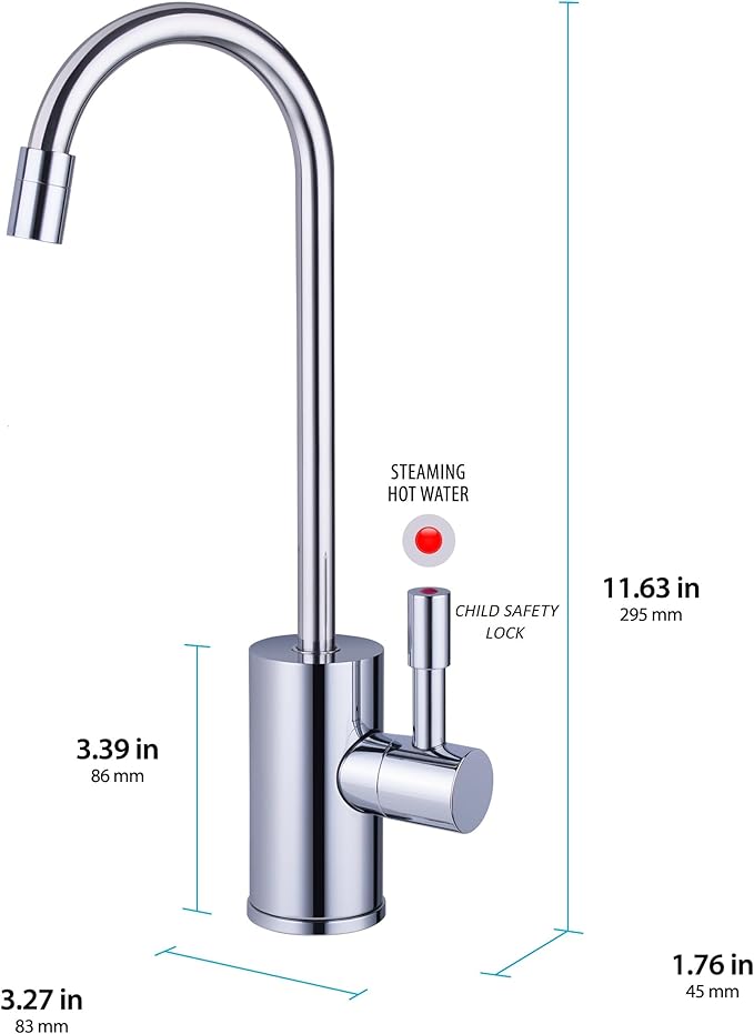 Ready Hot 41-RH-300-F570-CH Instant Hot Water Dispenser System, 2.5 Quarts, Digital Display Single Lever Hot Water Faucet Polished Chrome