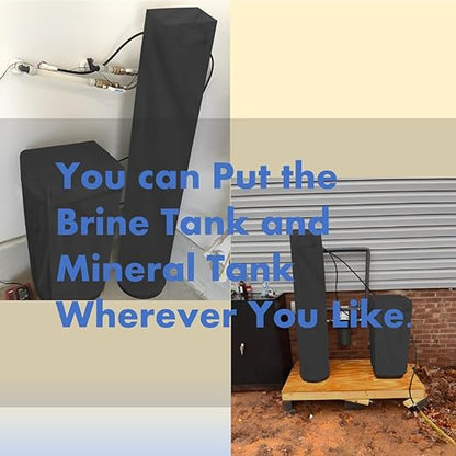 Water Softeners Cover for Outside Units,Filter Tank(14’’D×64’’H)+Brine Tank(16''D×44''H),Water Softener Cover Outdoor,All-Weather Protection,Black