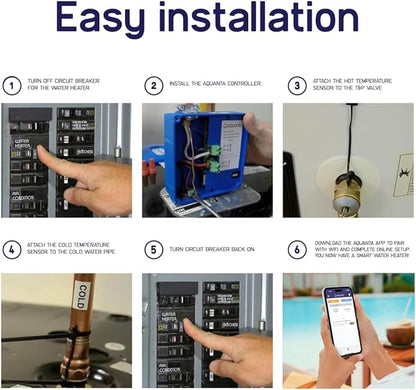 Digital Water Heater Timer. WiFi Smart Water Heater Controller. Reduce Electricity Waste. Installs in Minutes, No Plumbing Required. for Electric Water Heater, Leak Sensor Included