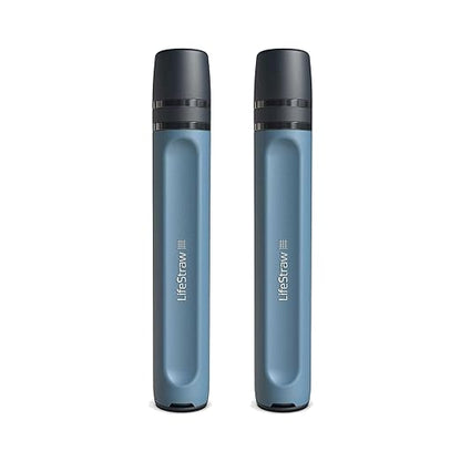 LifeStraw Peak Series - Personal Water Filter Straw for Backup Filtration, Emergency, Survival, and Ultralight Hydration, Mountain Blue, 2 Pack