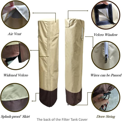 Water Softener Covers for Outside Units,16''D×44'',H,14''D×64''H Double Layer Water Softener Cover Outdoor,All-Weather Protection,Waterproof Cover for Water Softener Outside,Beige&Tan