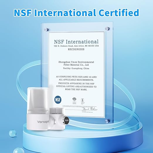 Vortopt 360°Rotating Water Filter Faucet,Ultra Filtration NSF/ANSI 42 Certified,Reduces 99% Chlorine,Odor,400 Gallons,Fits Most Standard Bathroom Sink Filter,T6-UF-White.