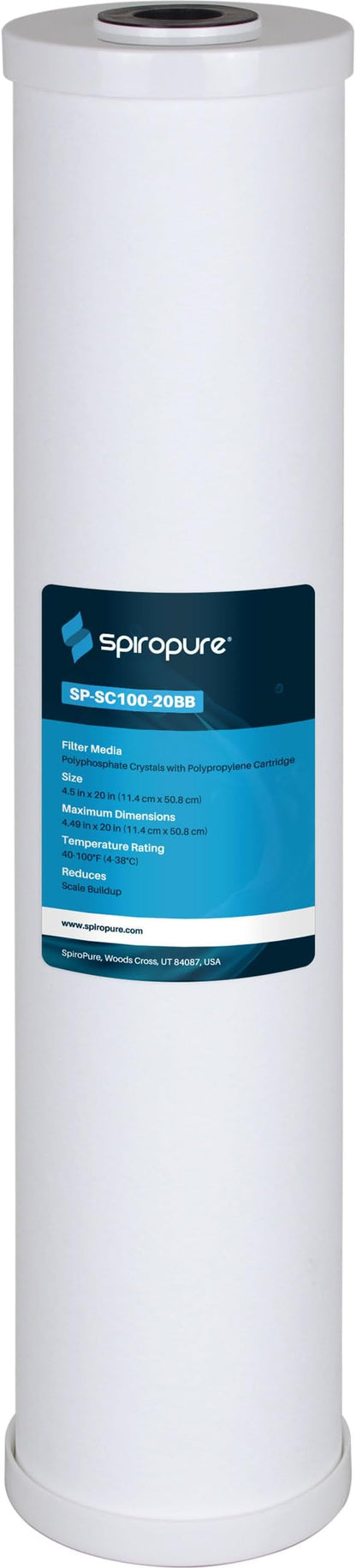 SpiroPure 20x4.5 Hard Water Filter Salt Free Softener Descale Polyphosphate