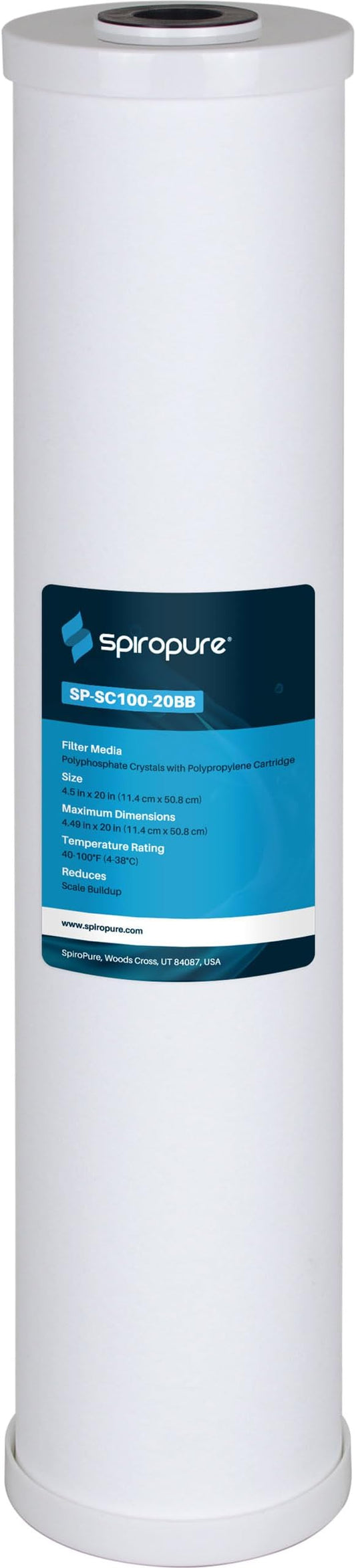SpiroPure 20x4.5 Hard Water Filter Salt Free Softener Descale Polyphosphate