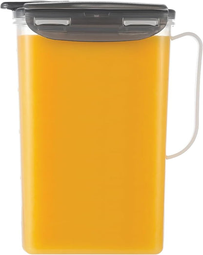 LocknLock Aqua Fridge Door Water Jug | Clear Pitcher | BPA Free Plastic Pitcher with Lid | 2 Quart Pitcher with Lid for Water, Juice, Tea & More Beverages, Gray