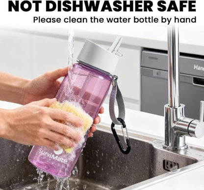 Survimate 5-Stage 0.01μm Ultra-Filtration Filtered Water Bottle, BPA-Free Material, NSF/ANSI 42 Certified, Portable Water Filter Bottle for Survival, Camping, Hiking, and Emergency Use