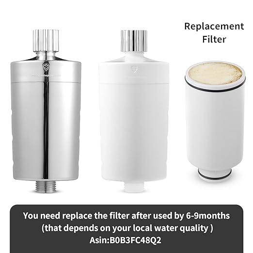 legionela in-Line Shower Head Filter High Pressure Water Softer Filter Removes 99.99999% of Harmful Substances SS-881 Max (W)