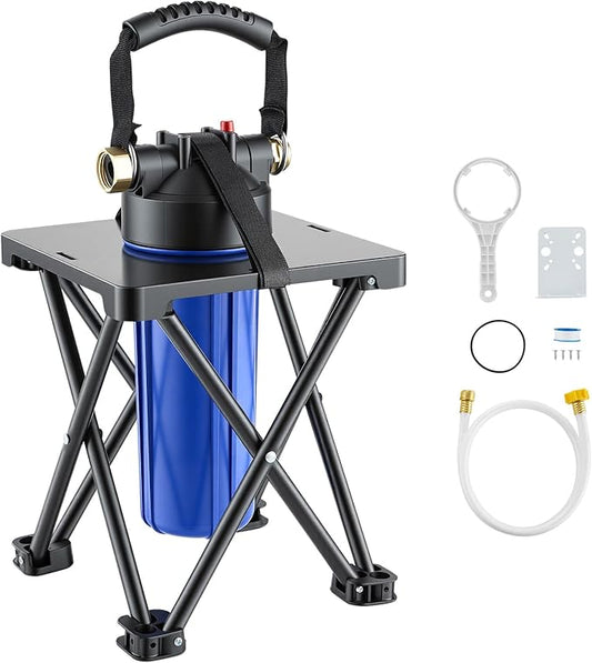 VEVOR RV Water Filter System for Campers, RVs & Travel Trailers, 2.5 x 10 in 5-Micron Filter with Cartridge & Bracket, Reduces Sediment, Chlorine, Bad Taste & Odors