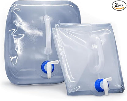 EvaClean Collapsible Water Containers with Spigot 5.3 Gal - Portable, Reusable - BPA Free, Foldable, Leak-Proof Camping Water Jug for Outdoors, Hiking, Survival Kit, and Emergency Preparedness 2-pack