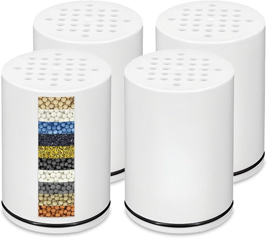 Shower Filter compatible with Kitsch Shower Head | KUETERYUN -4 Pack Shower Filter Replacement (15 Stage Filters), for Hard Water-Filtered Chlorine,Heavy Metals-Dry Itchy Skin