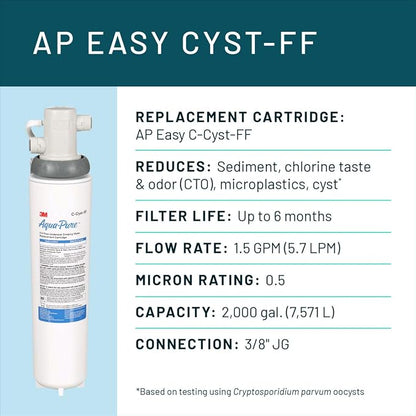 Aqua-Pure Under Sink Full Flow Water Filter System Cyst-FF, Reduces Class 1 Particulate, Asbestos, Lead, Mercury, Bad Taste and Odor